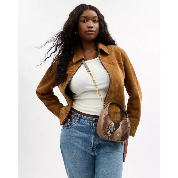 NWT Coach Carmen Mini Crossbody Bag in Patchwork CCE64 Gunmetal/Olive Multi - Picture 10 of 12